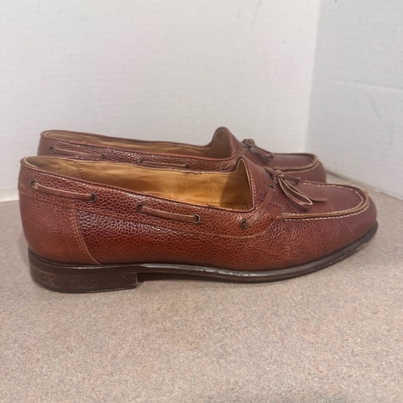 Zelli Men’s Pebbled Leather Cognac Size 10 Italian Loafers - Picture 1 of 9